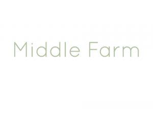 Middle farm logo. Middle farm in light green writing