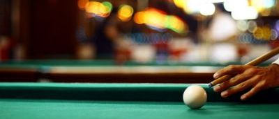 pool table green felt white ball background lighting